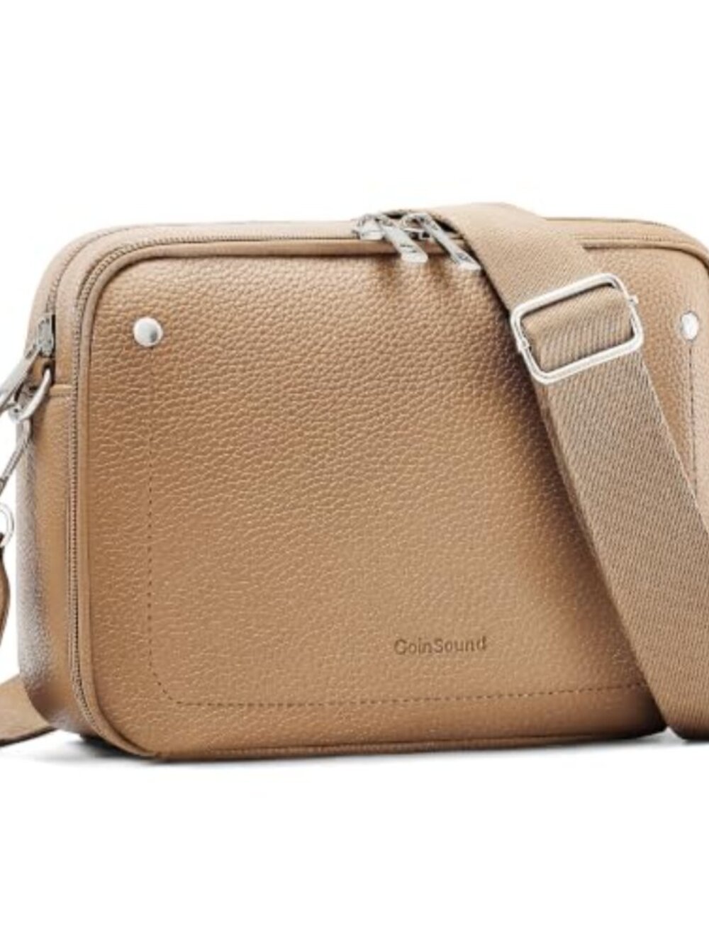 Pebbled Vegan Leather Crossbody Bag RFID Card Slots Wide Strap Small Purse